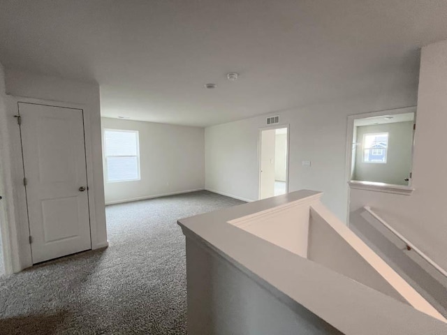 corridor featuring carpet flooring and a wealth of natural light