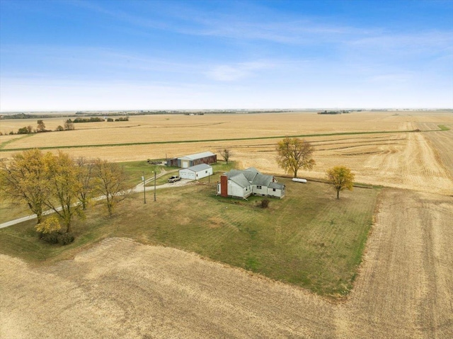 birds eye view of property with a rural view