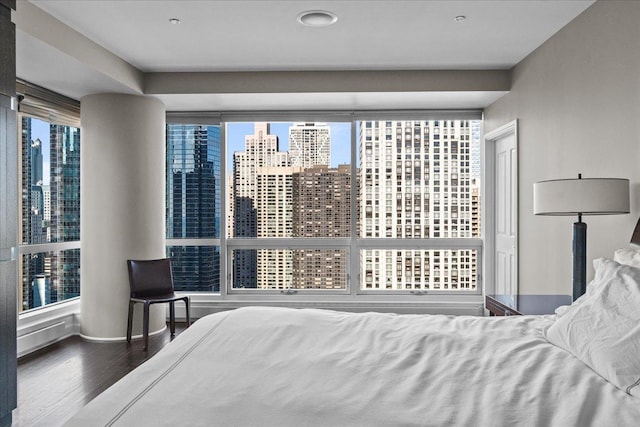 bedroom with hardwood / wood-style floors