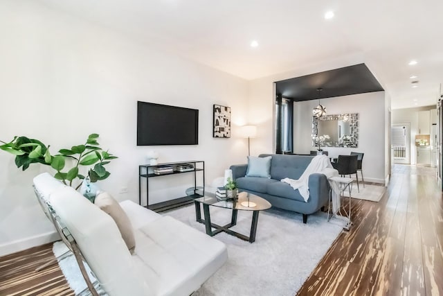 living room with hardwood / wood-style floors