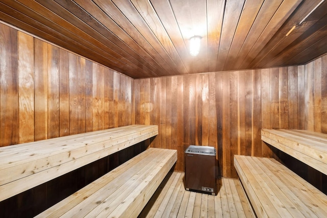 view of sauna / steam room featuring hardwood / wood-style flooring