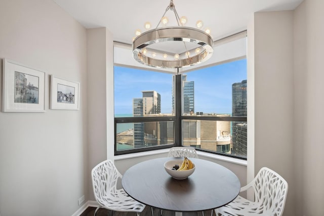 dining room featuring a notable chandelier