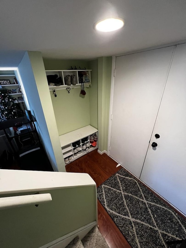 mudroom featuring wood-type flooring