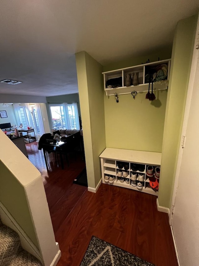 mudroom featuring wood-type flooring