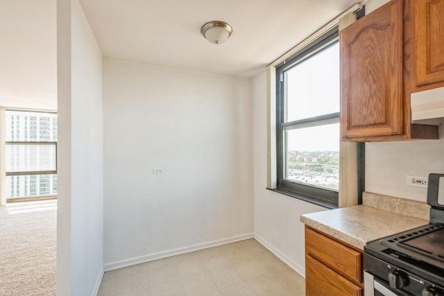 kitchen with white range oven