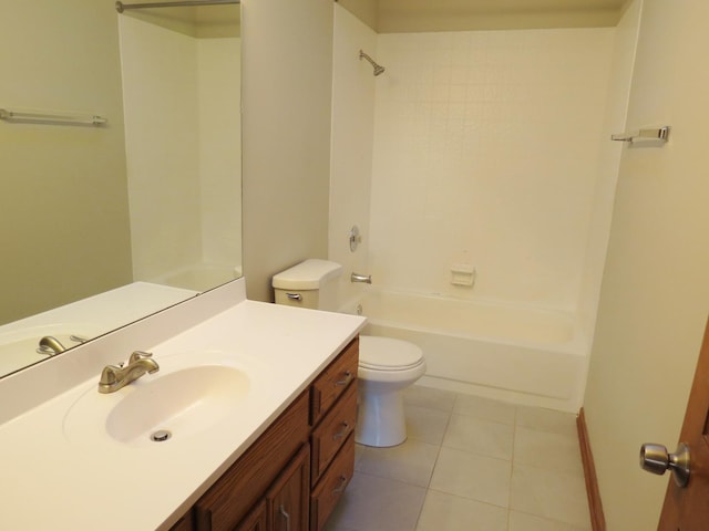 full bathroom with tile patterned flooring, vanity, toilet, and bathing tub / shower combination