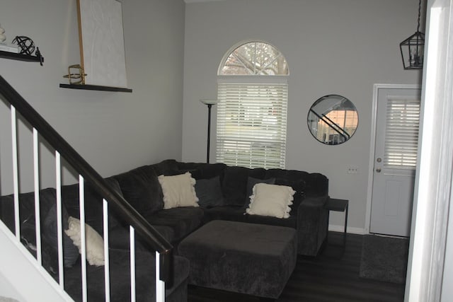 living room featuring dark hardwood / wood-style floors