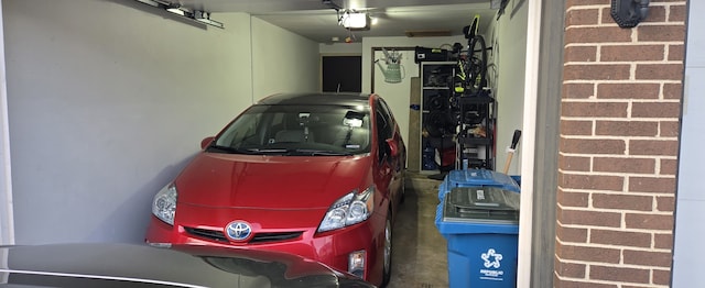 garage with a garage door opener