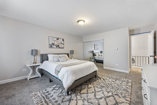 bedroom featuring carpet and a closet