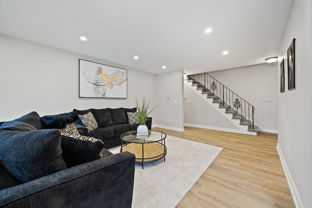 living room with hardwood / wood-style flooring