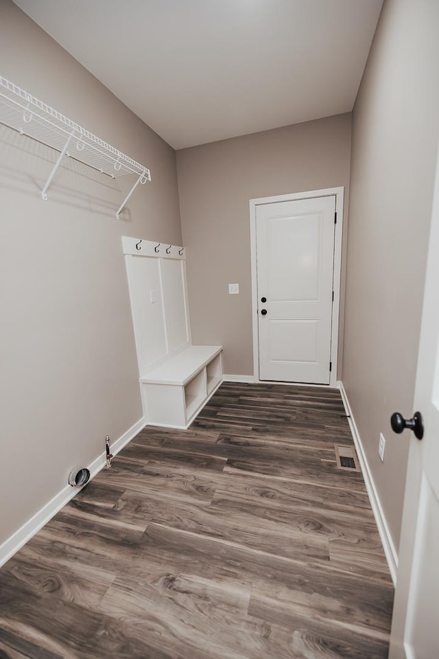 mudroom featuring dark hardwood / wood-style floors