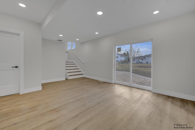 interior space with light hardwood / wood-style flooring