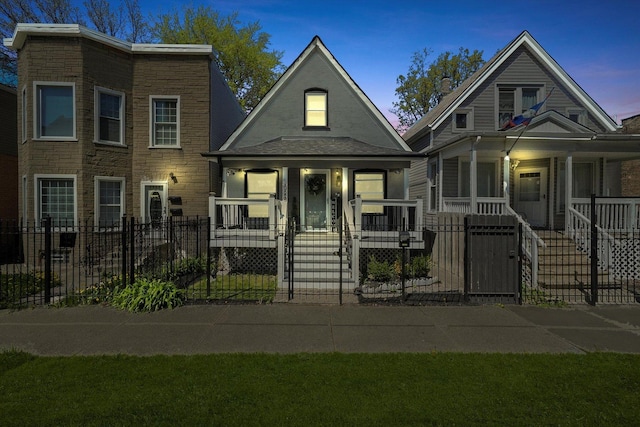 view of front of home with covered porch