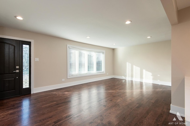 foyer featuring dark hardwood / wood-style floors