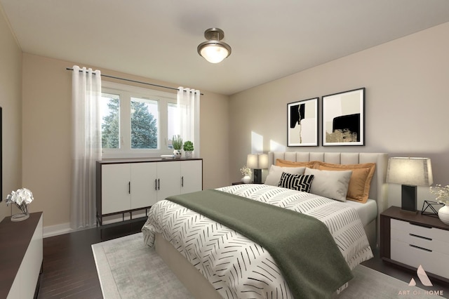 bedroom featuring dark hardwood / wood-style floors