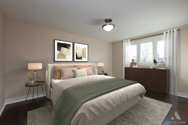 bedroom featuring dark hardwood / wood-style flooring