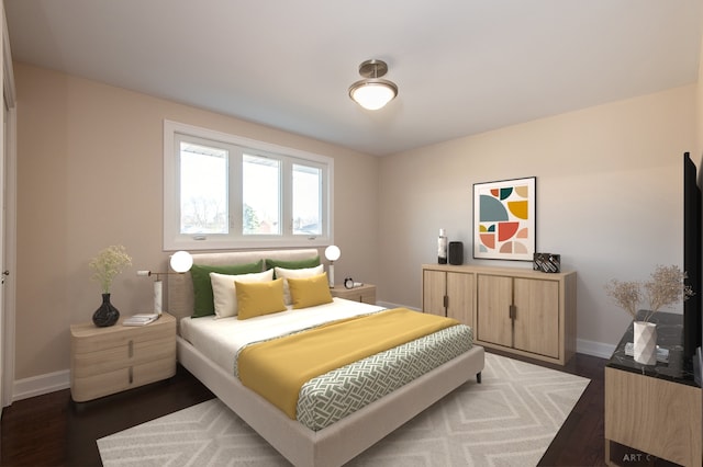 bedroom featuring dark hardwood / wood-style floors