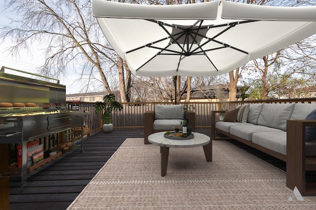 deck featuring an outdoor living space