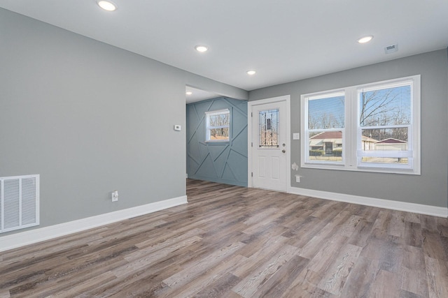 entrance foyer with light hardwood / wood-style floors