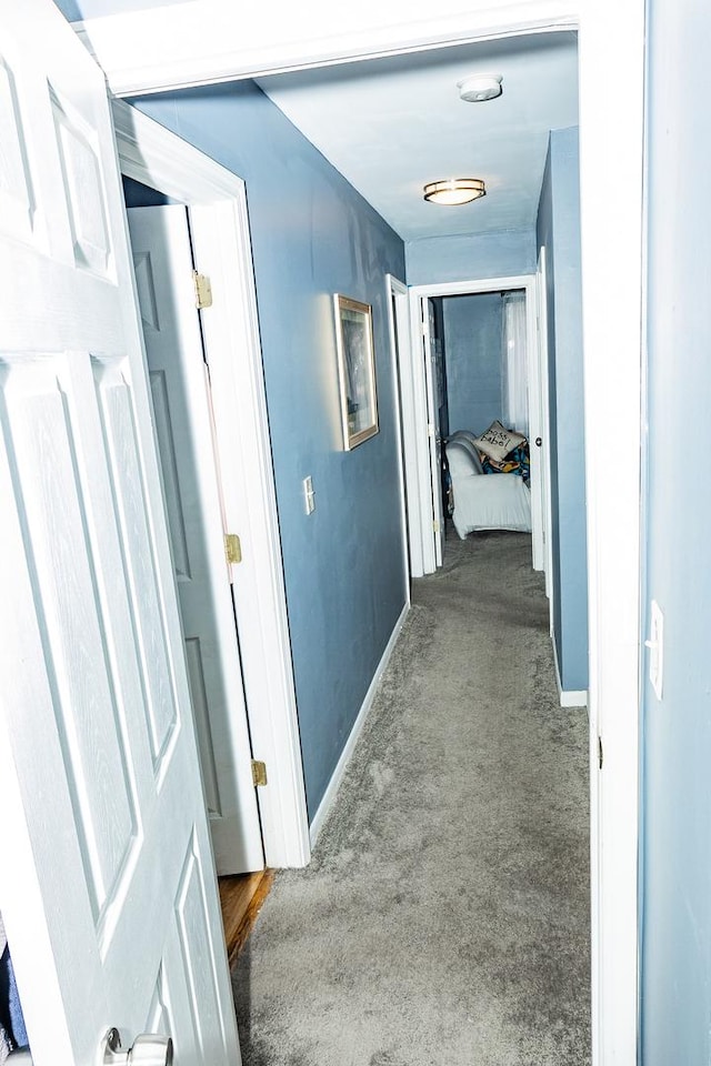 corridor featuring carpet and baseboards