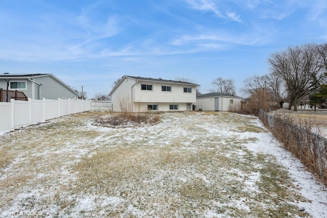 view of snow covered property