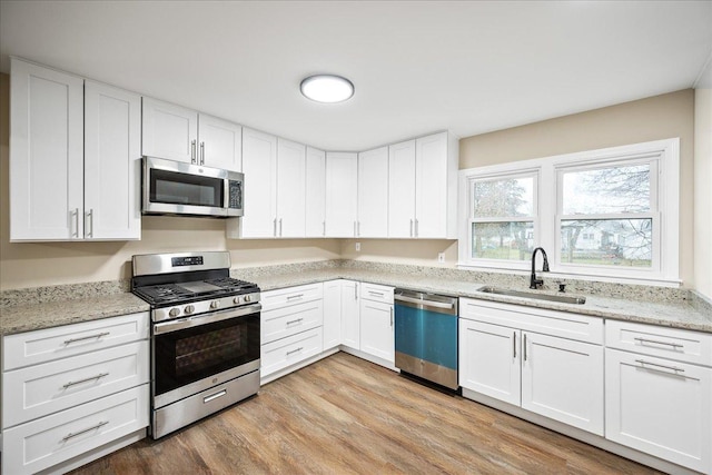 kitchen featuring sink, white cabinetry, and stainless steel appliances