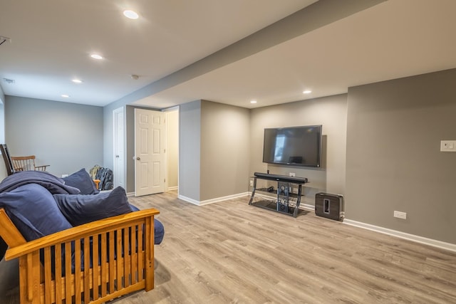 living room featuring light wood-type flooring