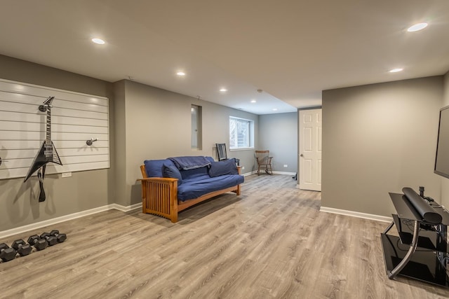 living room featuring light wood-type flooring