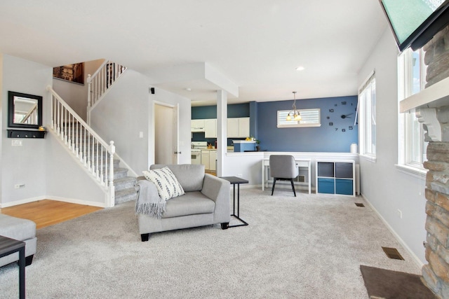 living room with carpet flooring