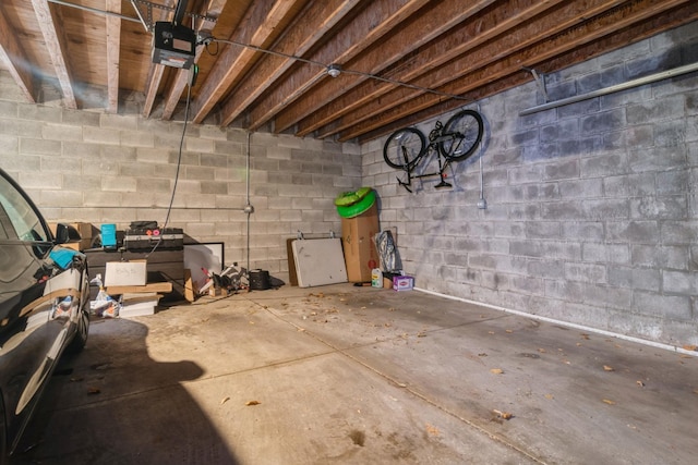 interior space with a garage door opener