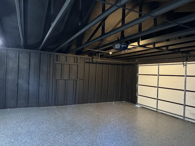 garage with a garage door opener