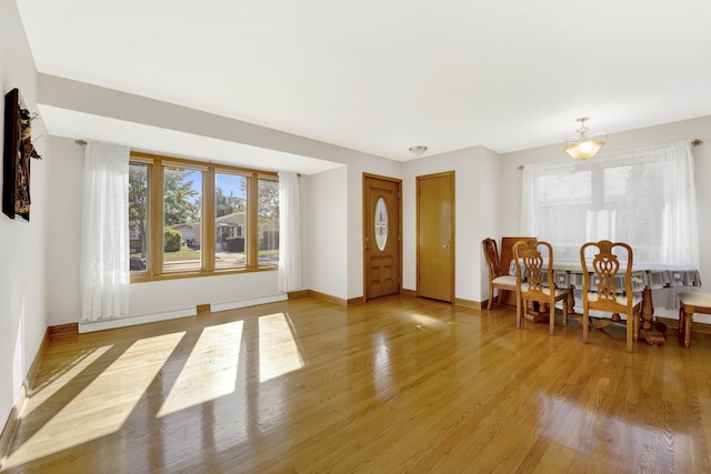 foyer entrance featuring plenty of natural light and light hardwood / wood-style floors