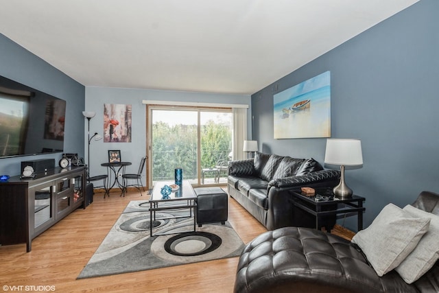 living room with light wood-type flooring