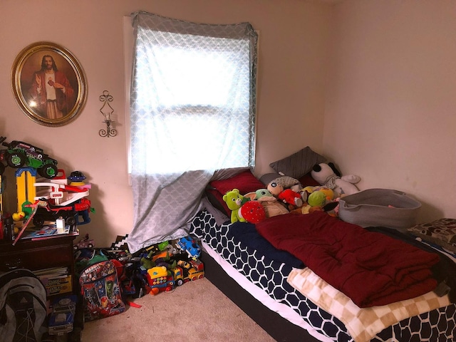 carpeted bedroom featuring multiple windows