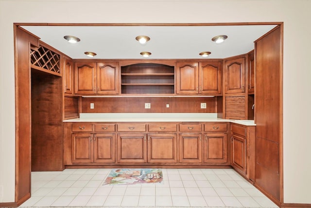 kitchen featuring light tile patterned flooring