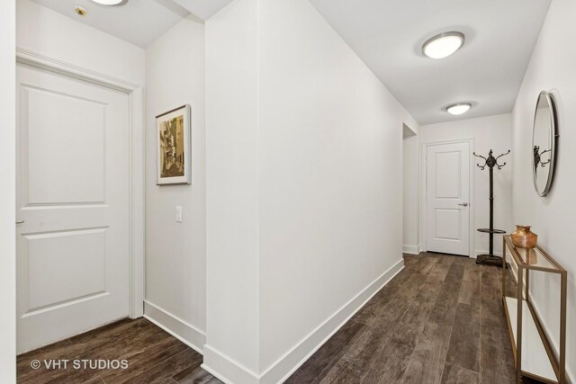 hall featuring dark hardwood / wood-style floors