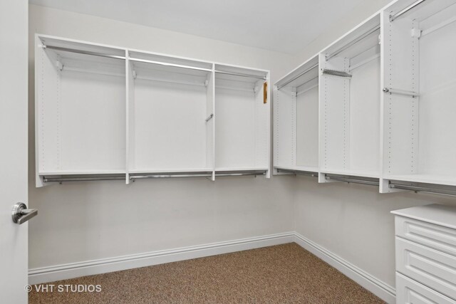 walk in closet featuring carpet