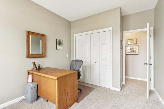 view of carpeted home office