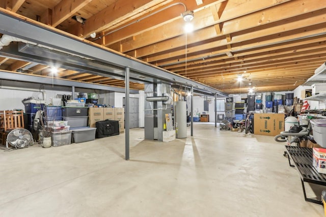 basement with water heater