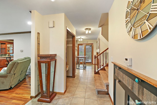 tiled foyer entrance with french doors