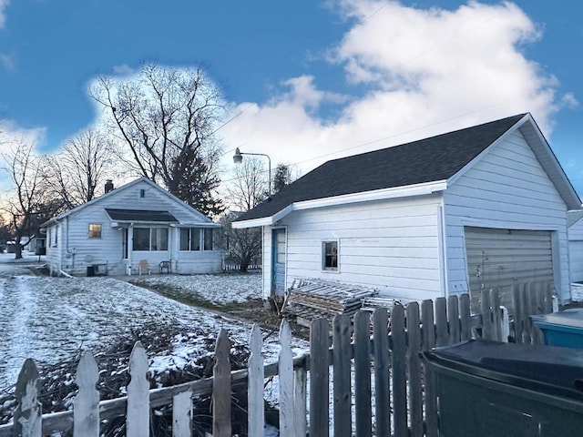 view of snow covered exterior