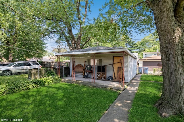 exterior space with a porch and a yard