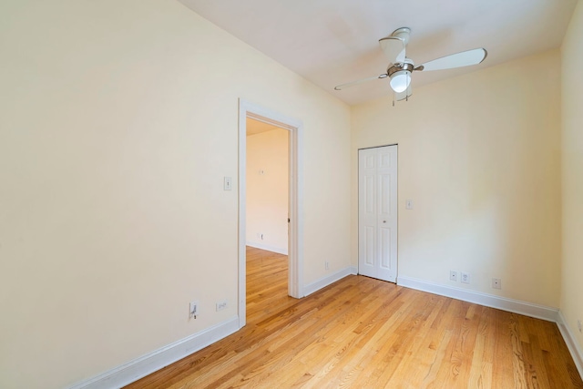 3022 N Hamilton Ave, Chicago, IL 60618 - empty room with baseboards, a ceiling fan, and light wood-type flooring