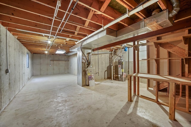 basement featuring water heater