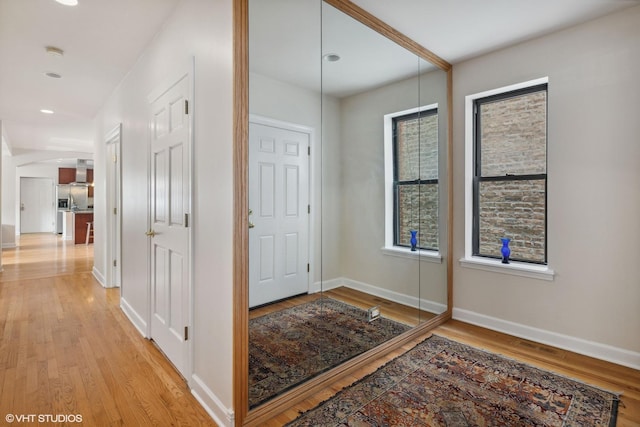 entrance foyer with light wood-type flooring