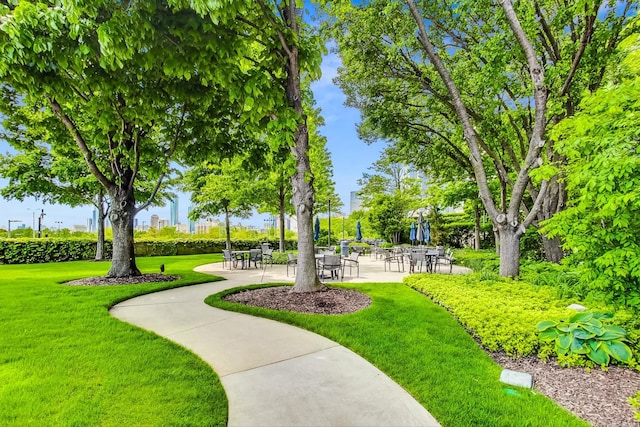 view of community with a lawn