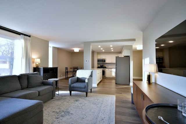 living room with light wood-type flooring