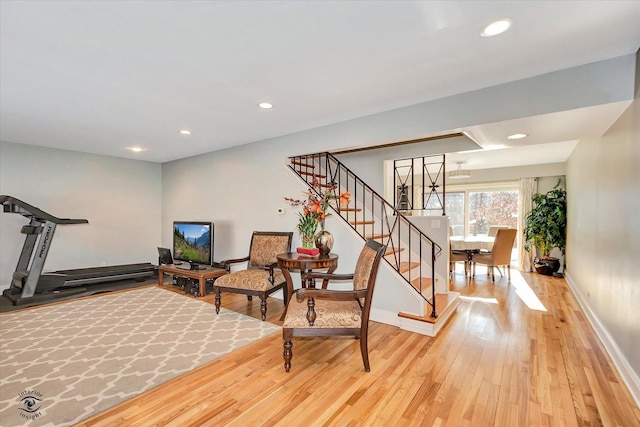 living area with light wood-type flooring