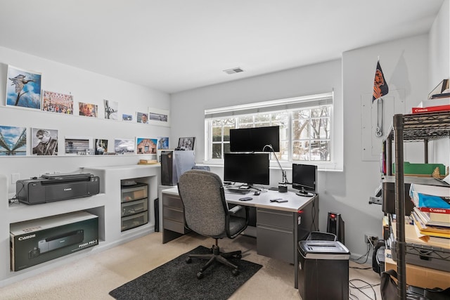 view of carpeted office space