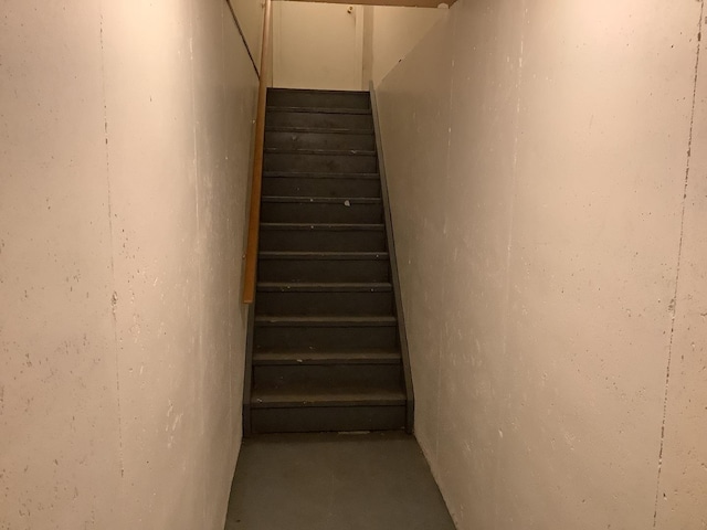 stairs with concrete flooring